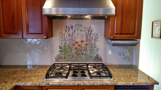 Decorative Kitchen Tiles
 "Flowering Herb Garden" decorative kitchen backsplash tile