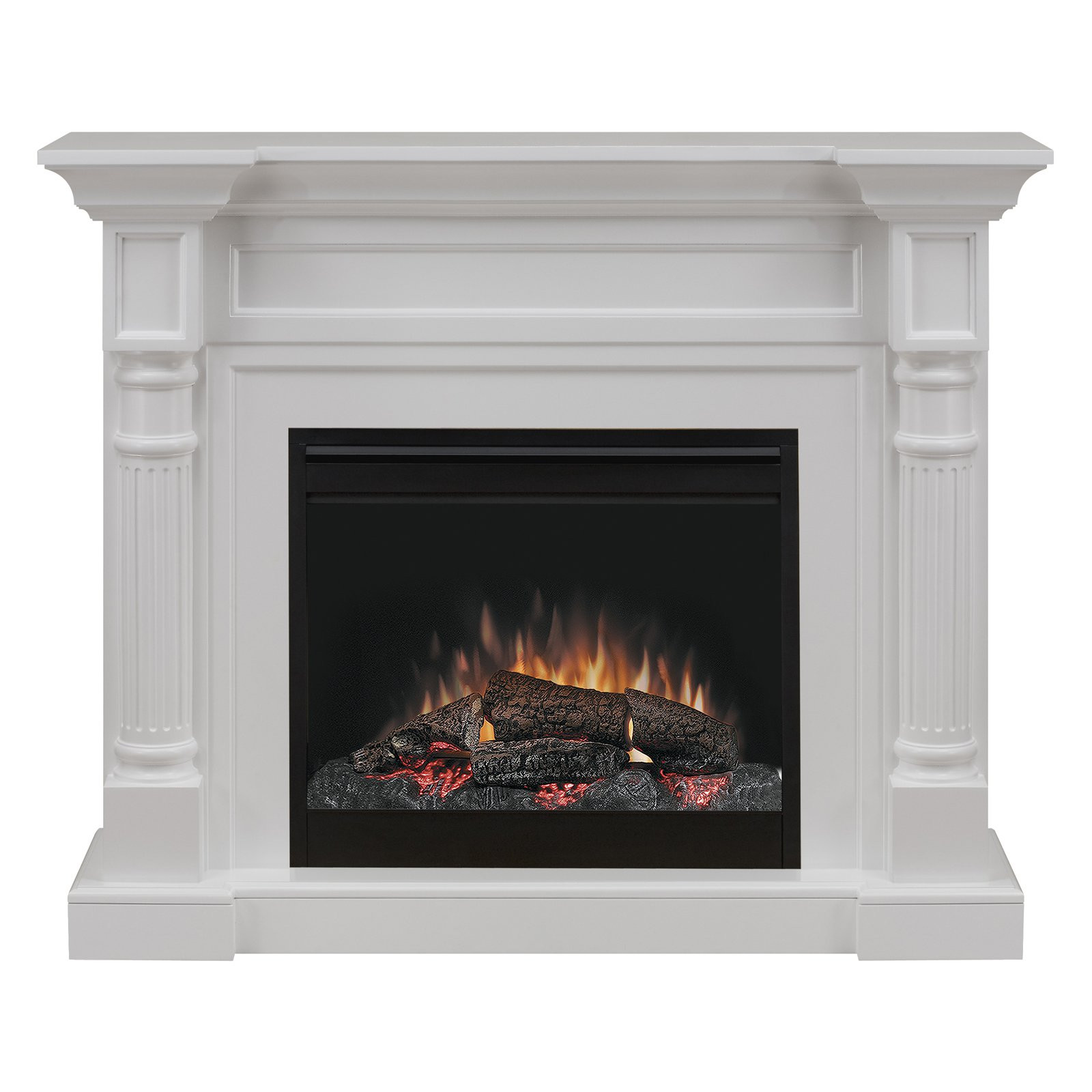 Dimplex White Electric Fireplace
 Dimplex Winston Mantel Electric Fireplace With Logs White