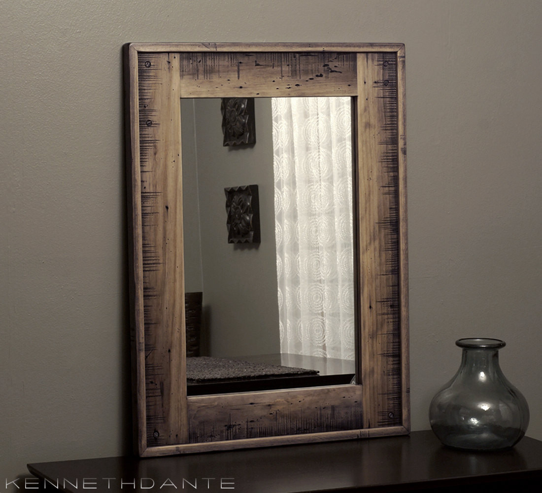 Distressed Bathroom Mirror
 Bathroom Mirror Wood Mirror Distressed Mirror by KennethDante