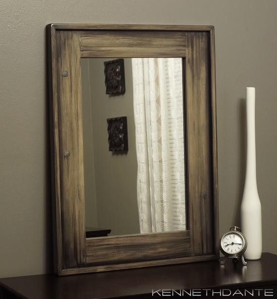 Distressed Bathroom Mirror
 Bathroom Mirror Distressed Wood Streaky Weathered by