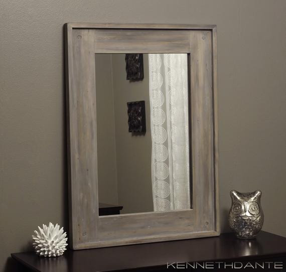 Distressed Bathroom Mirror
 Bathroom Mirror Wood Distressed Driftwood by KennethDante