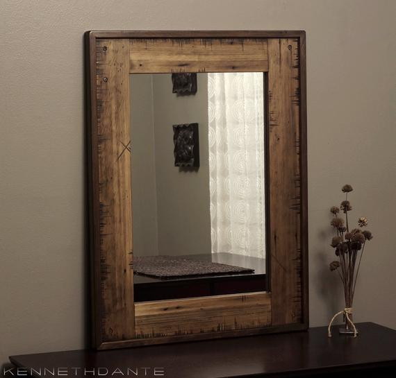 Distressed Bathroom Mirror
 Rustic Bathroom Mirror Distressed Reclaimed Wood by