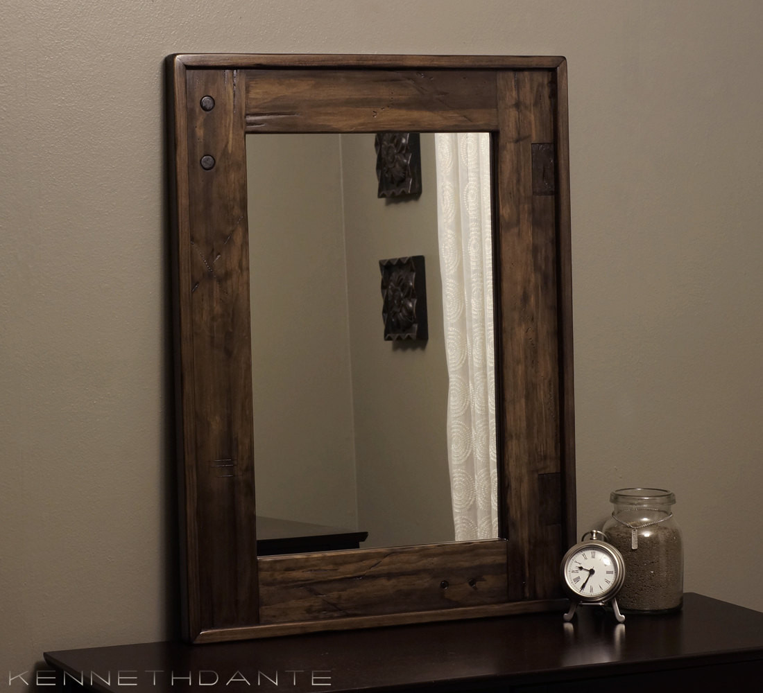 Distressed Bathroom Mirror
 Modern Rustic Wood Mirror Distressed Barn Wood by KennethDante