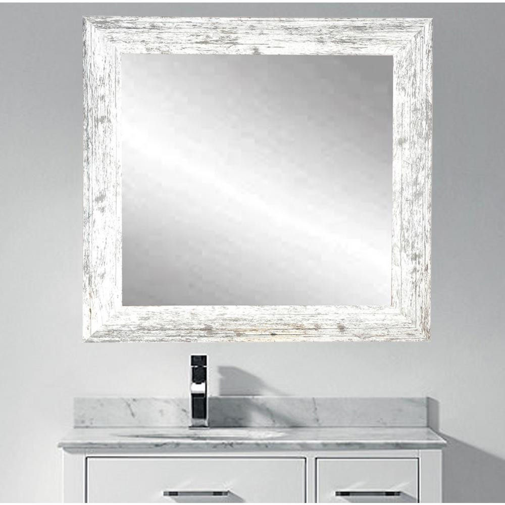 Distressed Bathroom Mirror
 BrandtWorks Distressed White Barnwood Wall Mirror BM032SQ