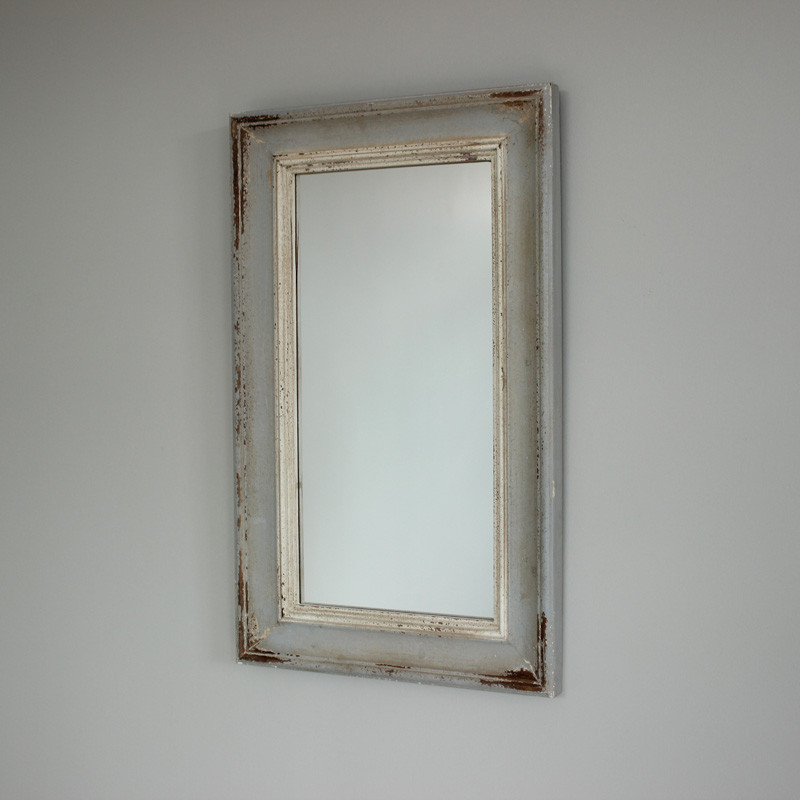 Distressed Bathroom Mirror
 Grey wooden wall mirror shabby vintage chic country