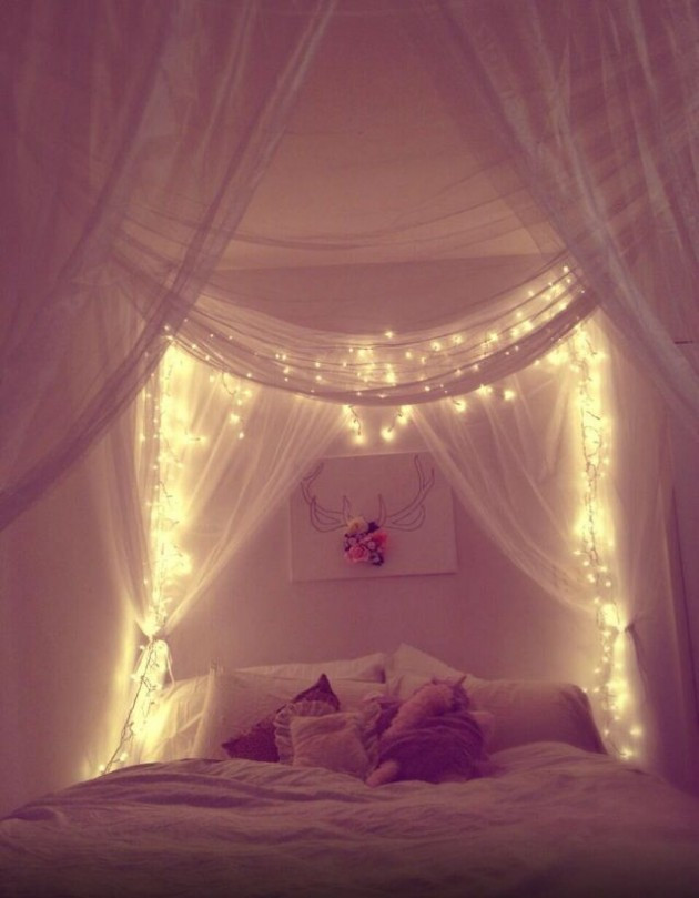 Diy Bedroom Canopy With Lights
 23 Amazing Canopies with String Lights Ideas