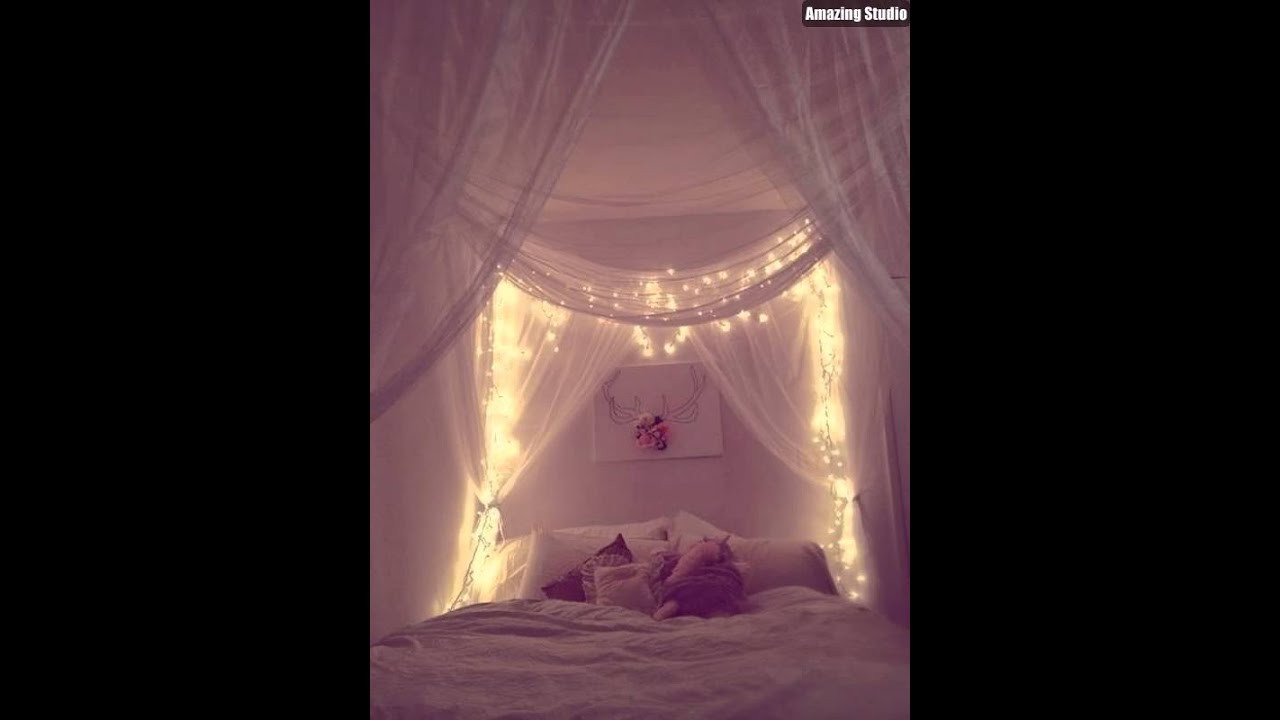 Diy Bedroom Canopy With Lights
 DIY Dorm Canopy Bed Lights