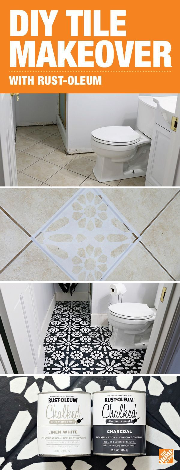 Diy Paint Bathroom Tile
 DIY Painted Stencil Bathroom Floor
