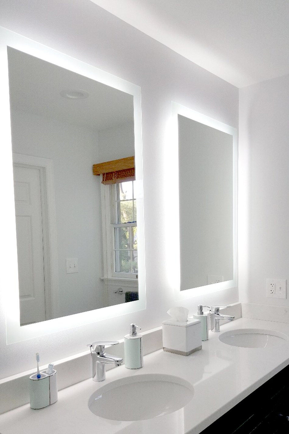 Double Wide Bathroom Mirrors
 Side Lighted LED Bathroom Vanity Mirror 32" x 36