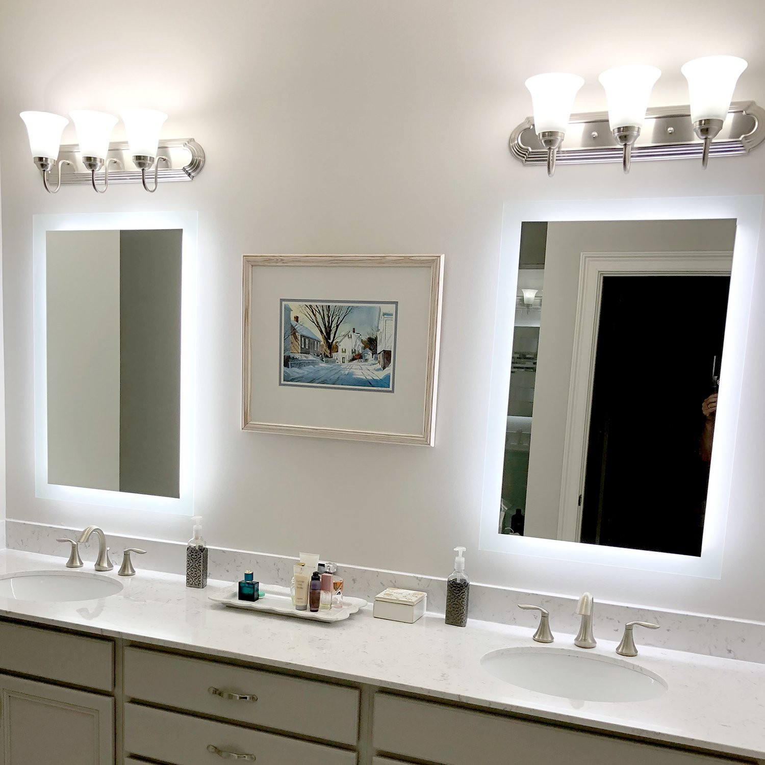 Double Wide Bathroom Mirrors
 Side Lighted LED Bathroom Vanity Mirror 40" x 48