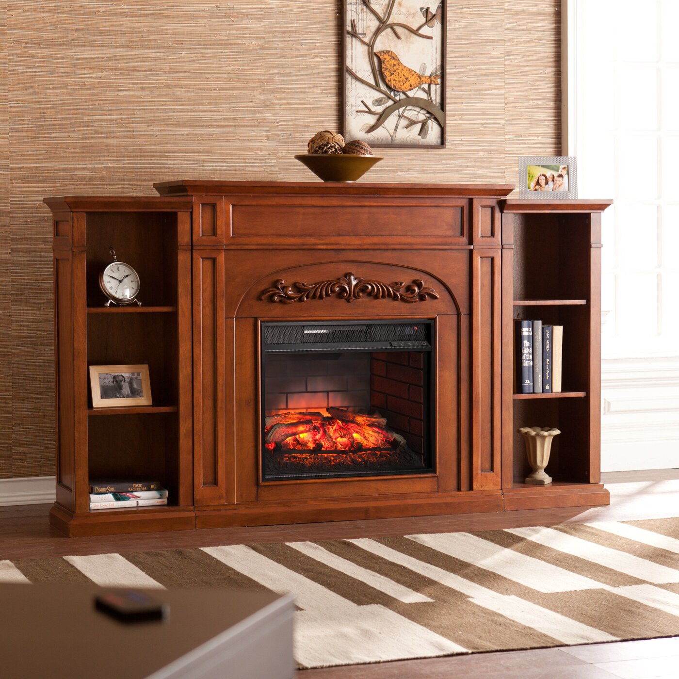 Electric Fireplace Bookcase
 Mueller Bookcase Infrared Electric Fireplace