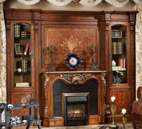 Electric Fireplace Bookcase
 Warm Brown Rococo Electric Fireplace Bookcase Unit
