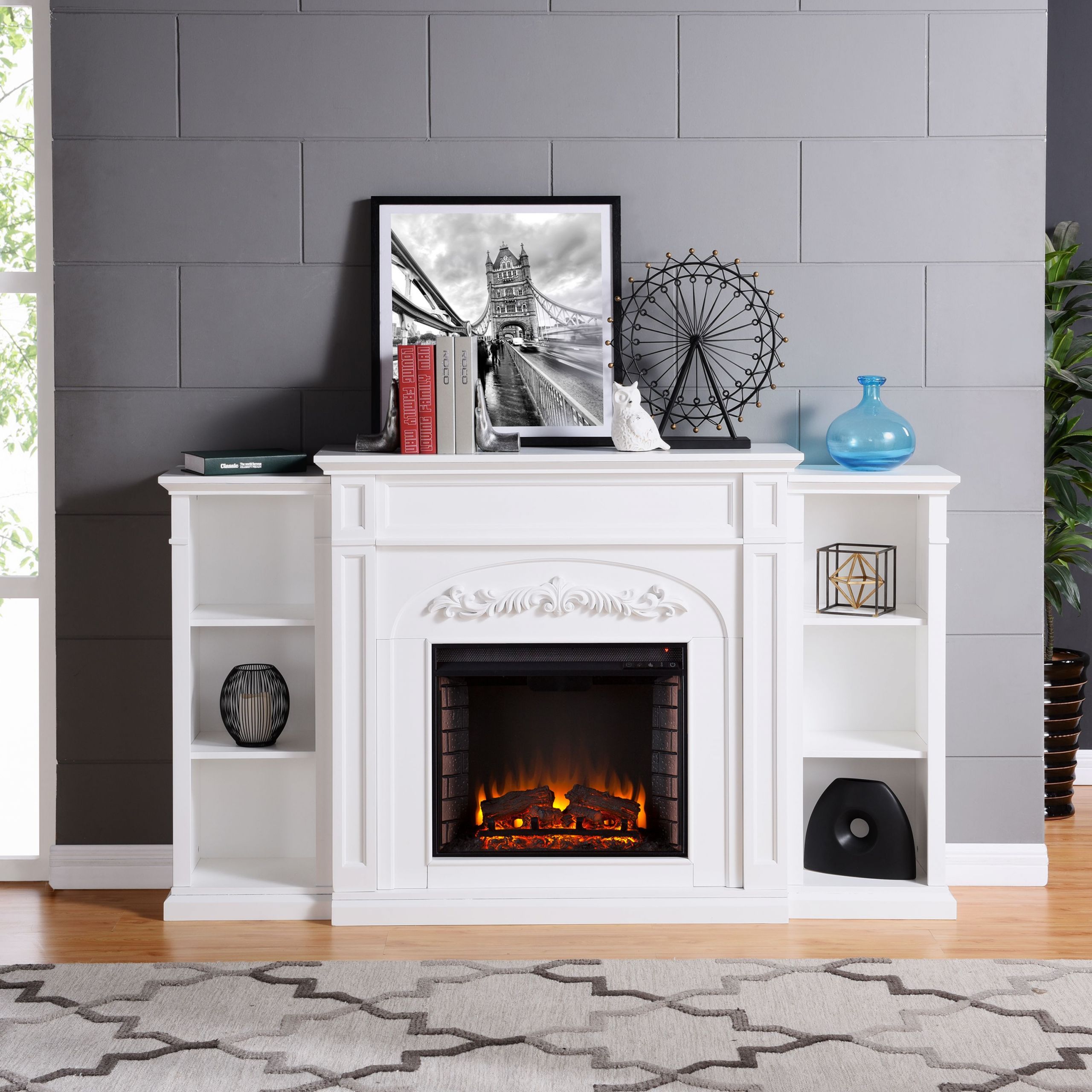 Electric Fireplace Bookcase
 Crayfire Bookcase Electric Fireplace White Walmart