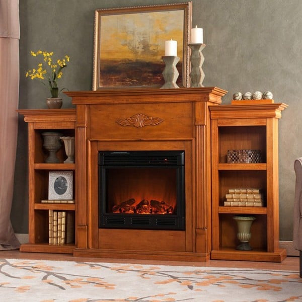 Electric Fireplace Bookcase
 Peyton Oak Electric Fireplace with Bookcase Free
