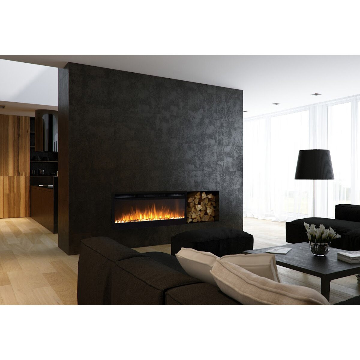 Electric Fireplace Walls
 Moda Flame Cynergy Pebble Stone Built In Wall Mount