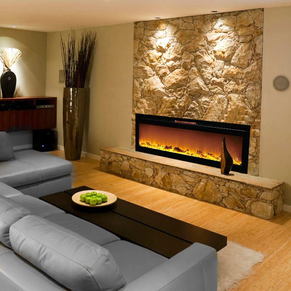 Electric Fireplace Walls
 Astoria 60 Inch Built in Ventless Heater Recessed Wall
