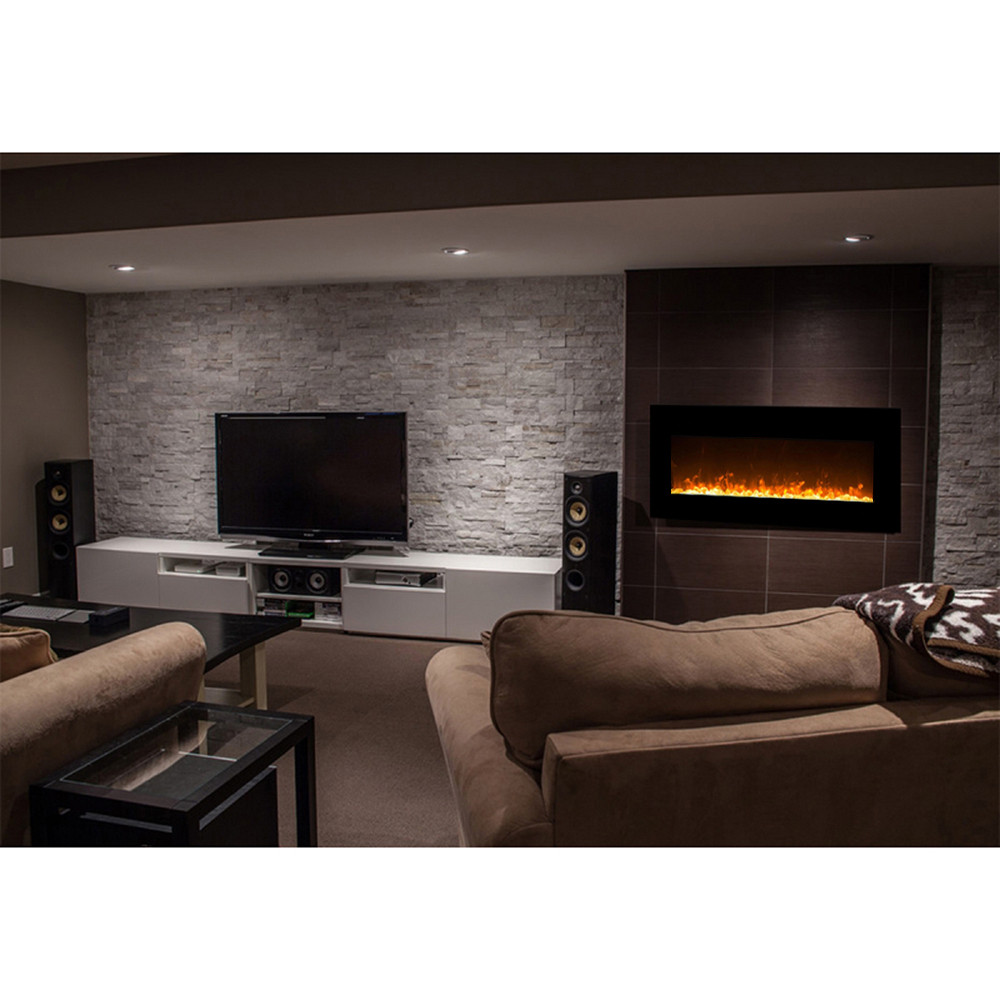 Electric Fireplace Walls
 Orion 50 Inch Black Ventless Heater Electric Wall Mounted