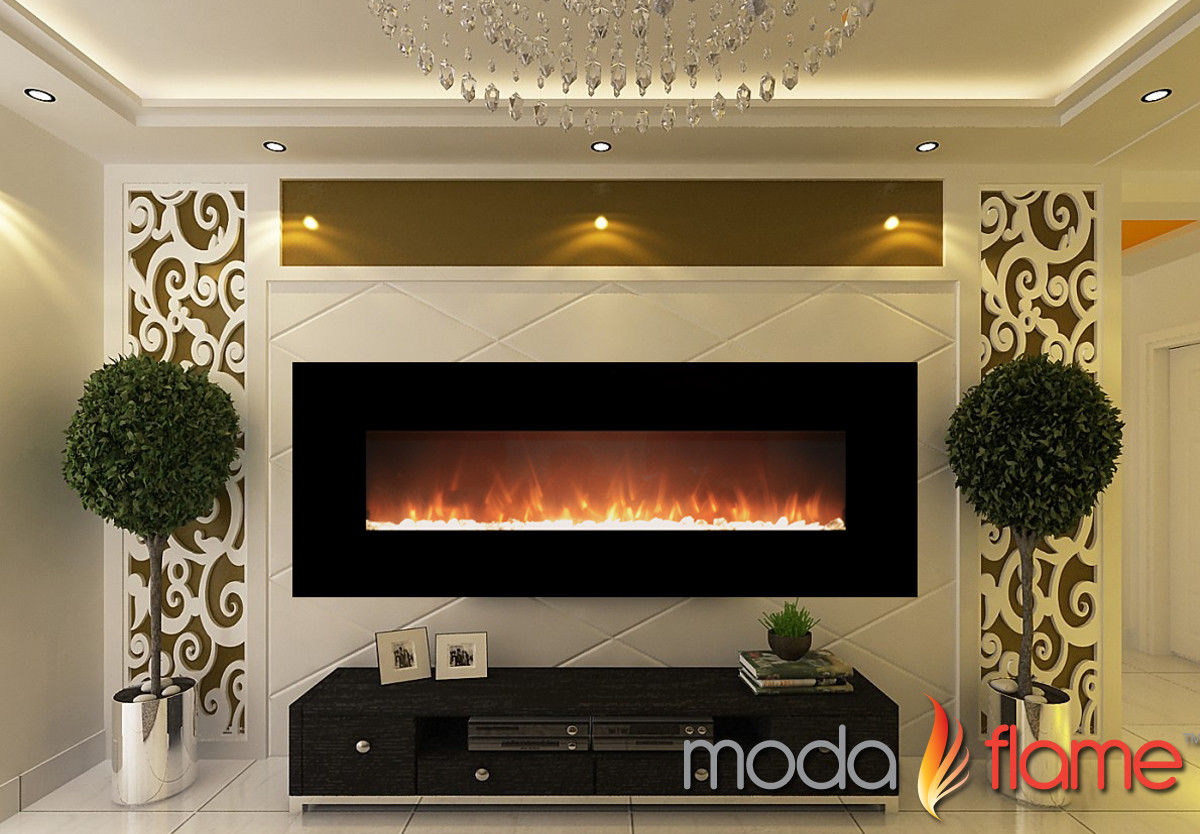 Electric Fireplace With Crystals
 Moda Flame 72" Skyline Crystal Linear Wall Mounted