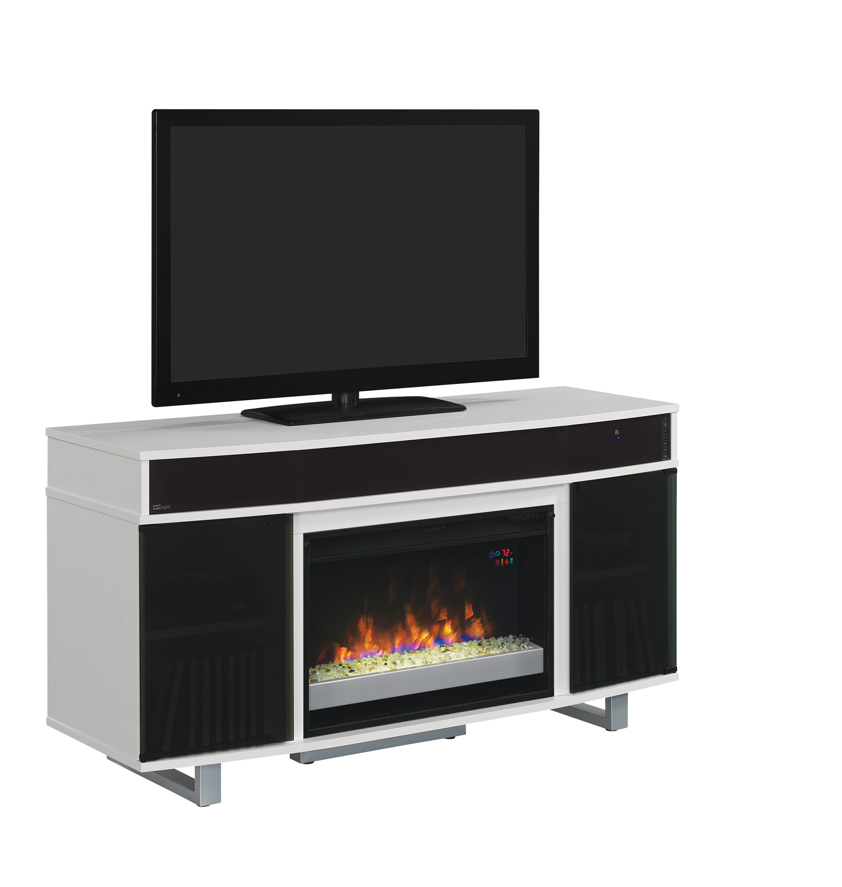 Electric Fireplace With Speakers
 56" New Enterprise High Gloss White Infrared Media