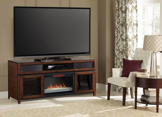 Electric Fireplace With Speakers
 Gramercy TV Stand with a ClassicFlame Electric Fireplace