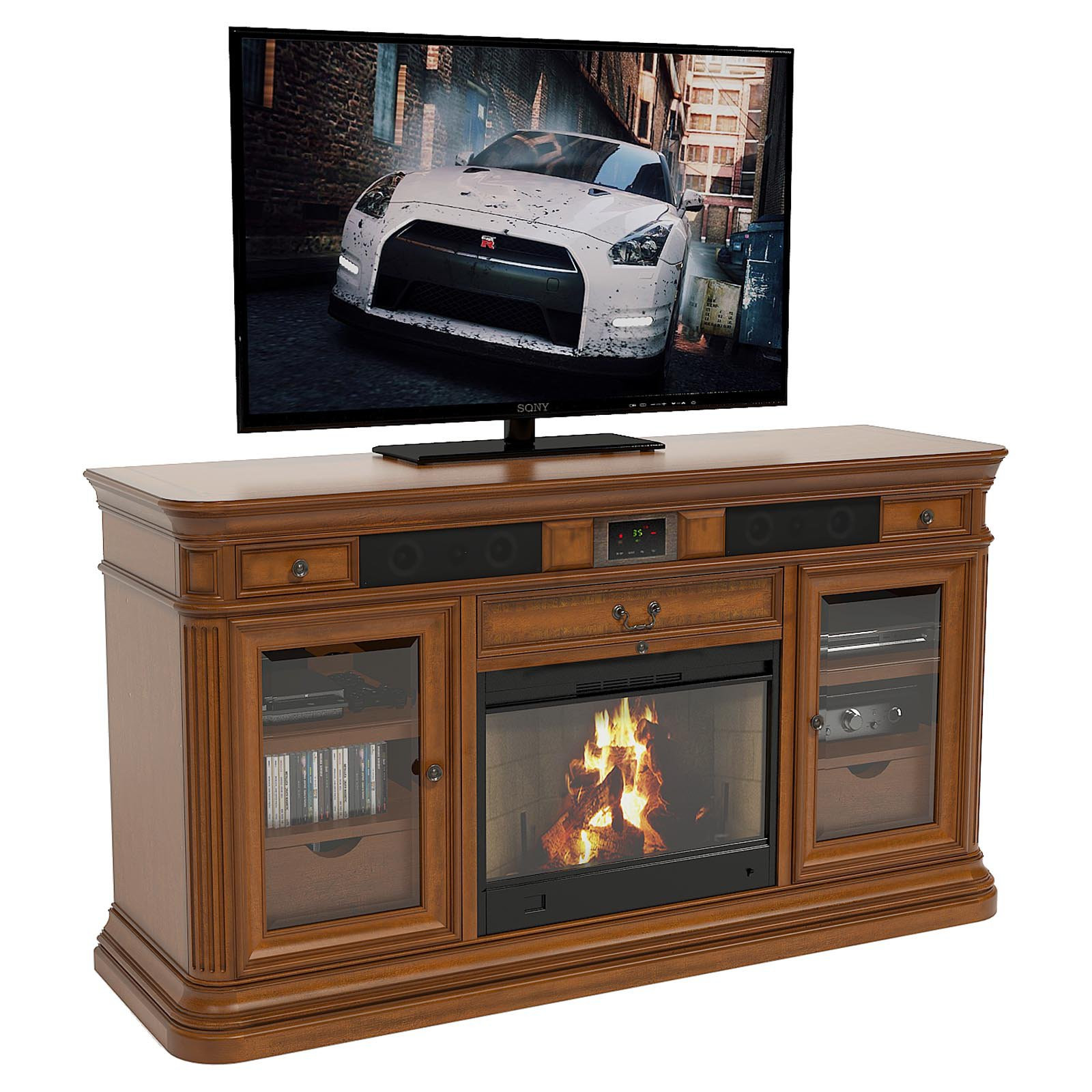 Electric Fireplace With Speakers
 Julian Furniture Esther 66 in Deluxe Xperience Audio