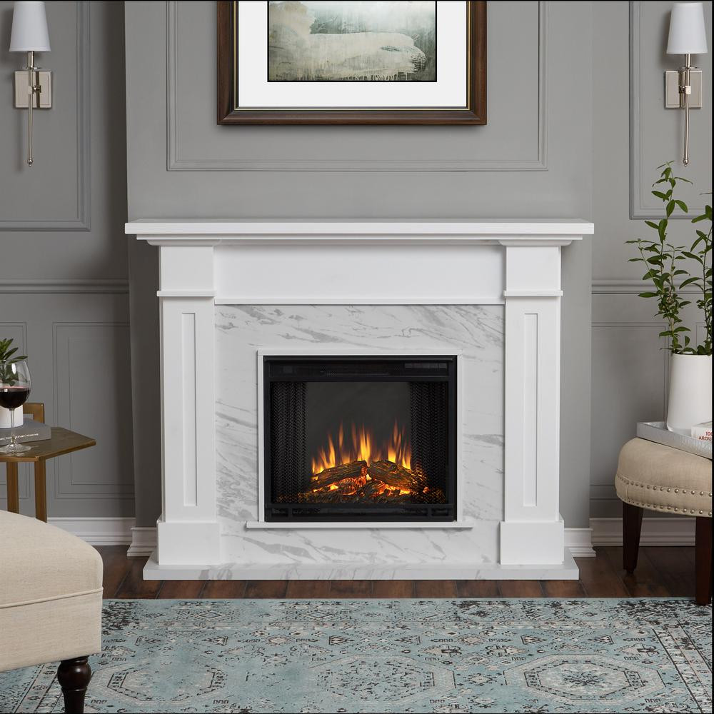 Electric Flame Fireplace
 Real Flame Kipling 54 in Freestanding Electric Fireplace