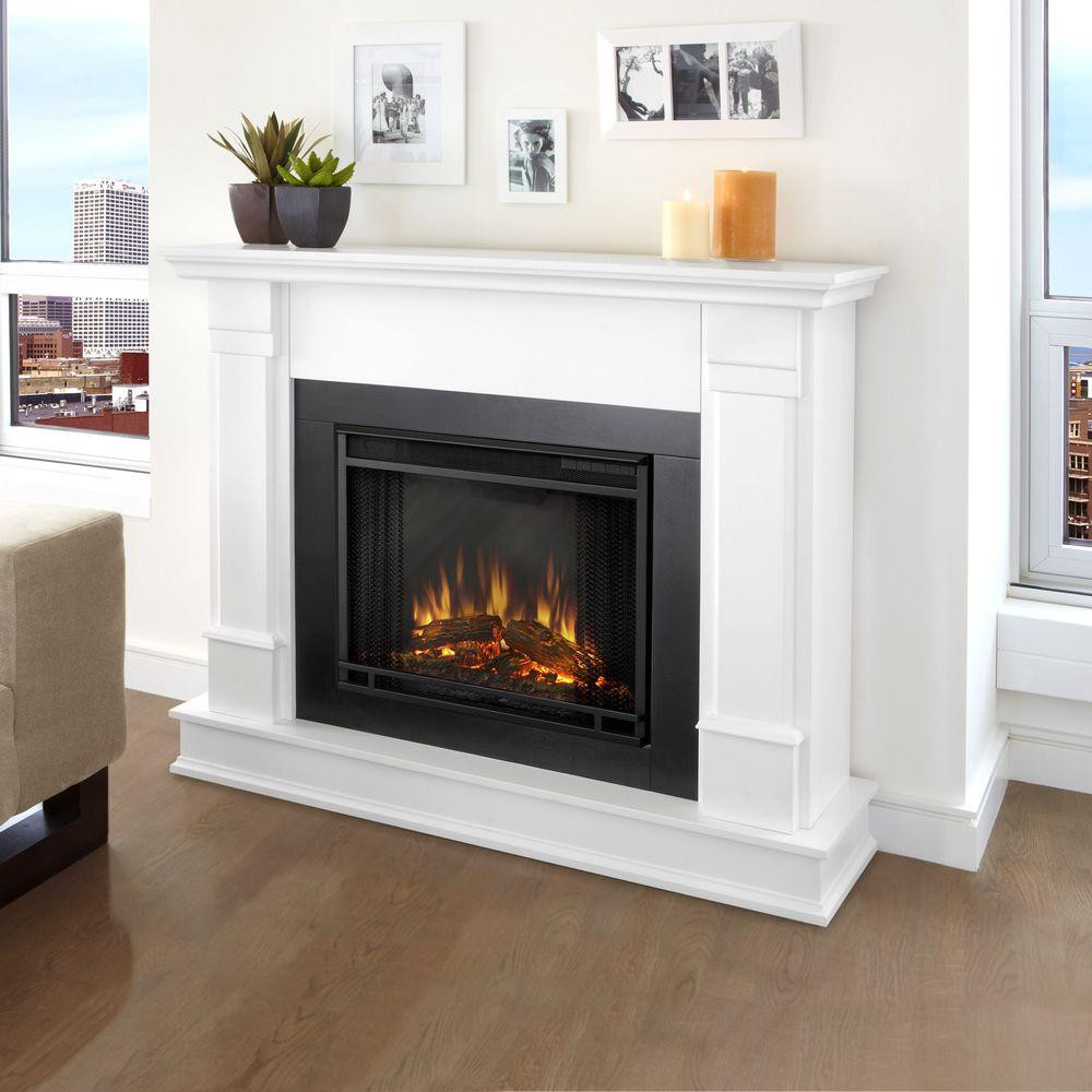 Electric Gas Fireplace
 Real Flame Silverton 48 in Electric Fireplace in White