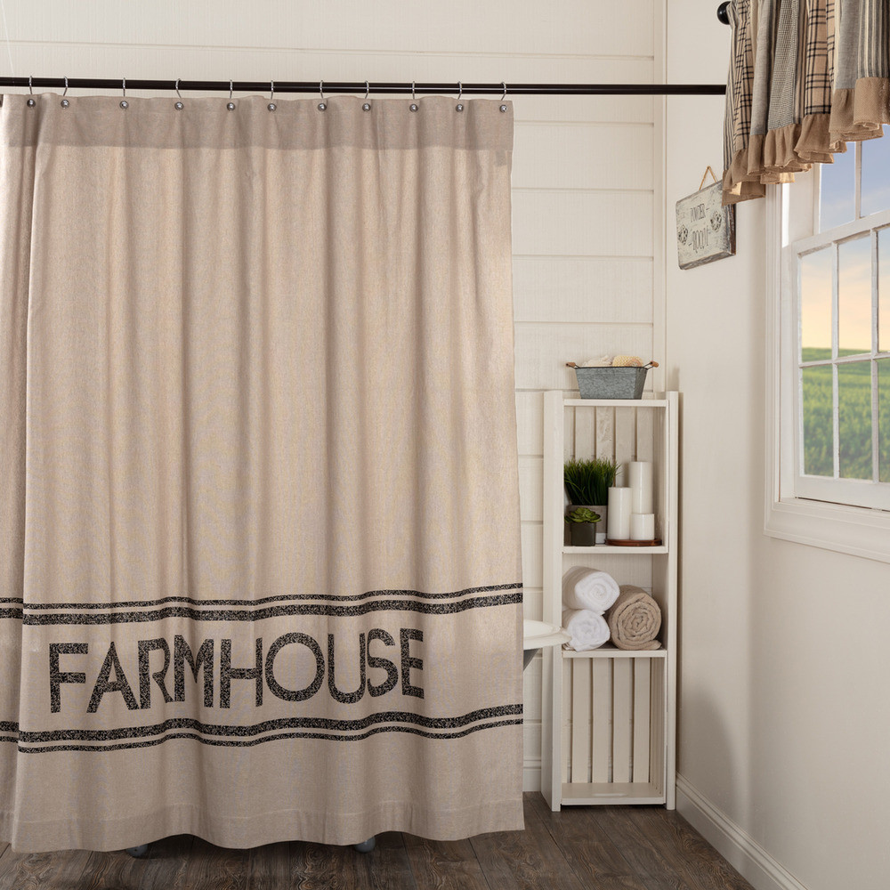 Farmhouse Bathroom Shower Curtain
 SAWYER MILL CHARCOAL FARMHOUSE Shower Curtain Country