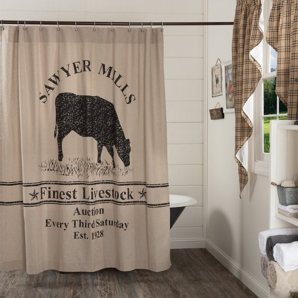 Farmhouse Bathroom Shower Curtain
 Shop VHC Sawyer Mill Farmhouse Country Bath Cow Stenciled