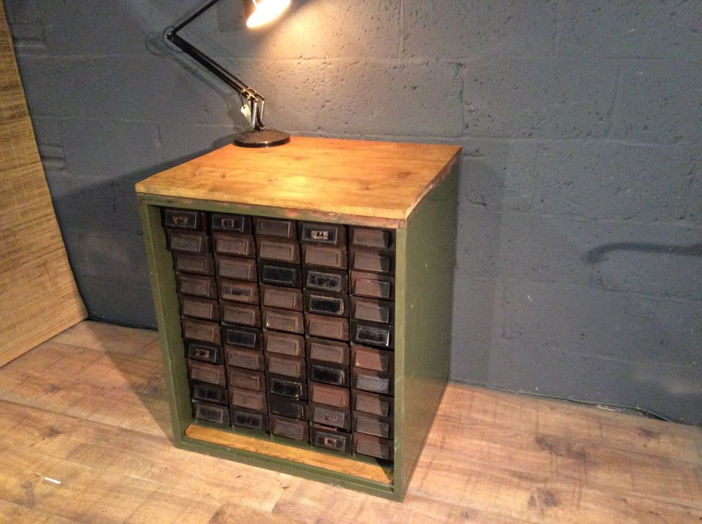 File Cabinet Storage Bench
 vintage industrial 50 drawer Filing cabinet bench worktop