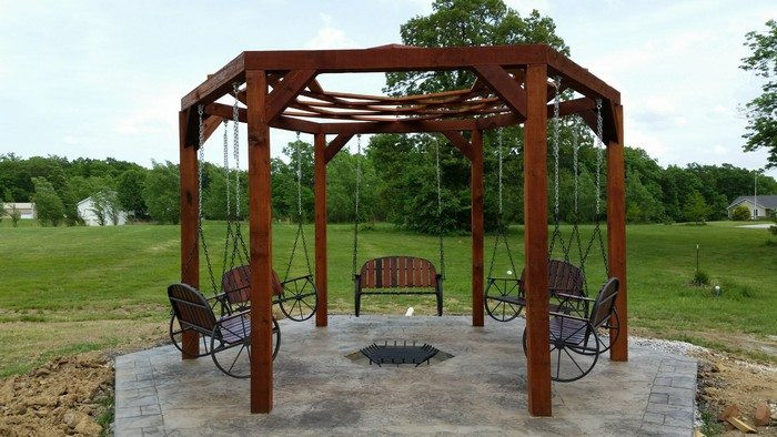 Fire Pit Swing Plans
 How to build a hexagonal swing with sunken fire pit