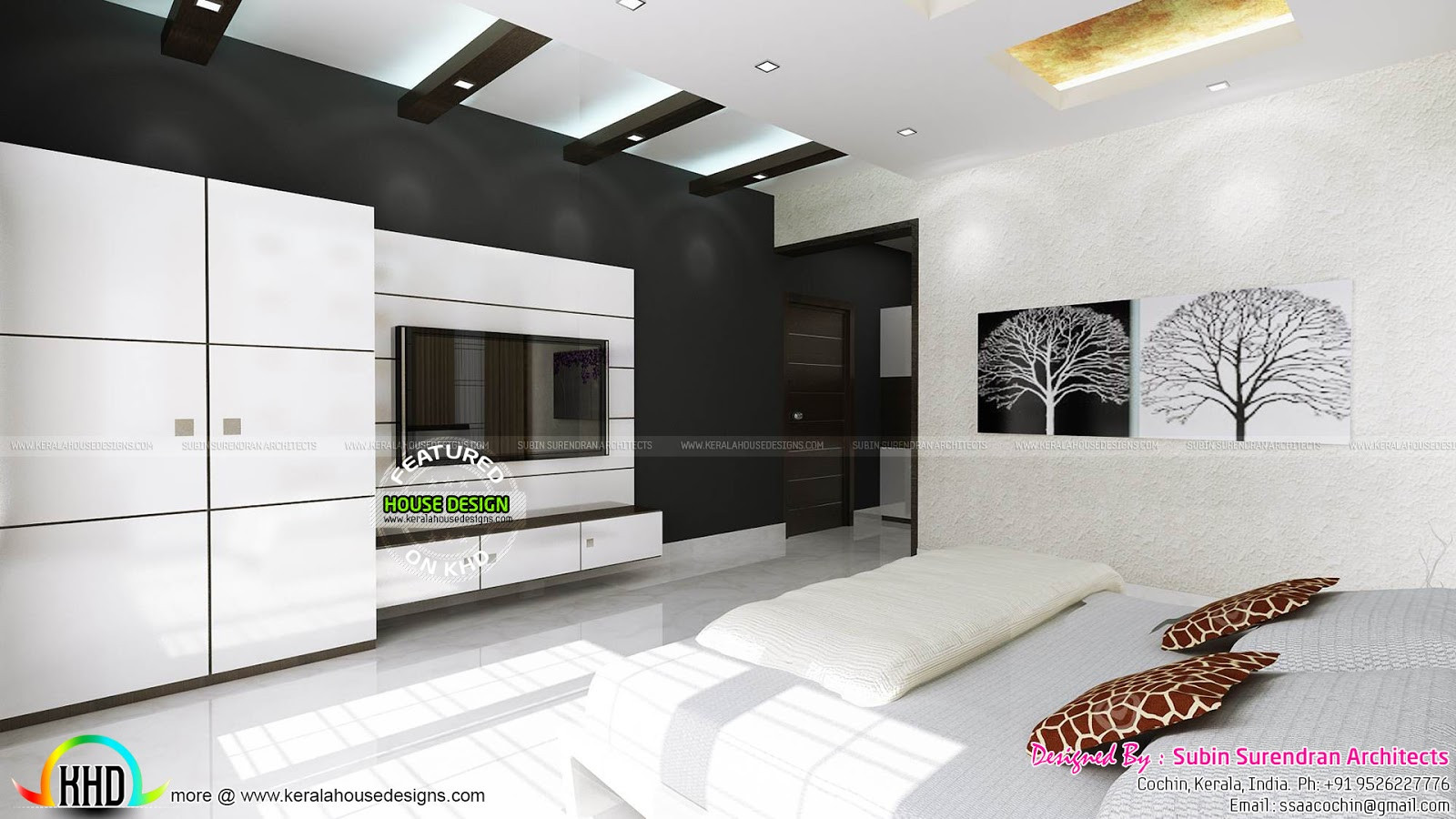 First Floor Master Bedroom
 Master bedrooms dining home theater interiors Kerala