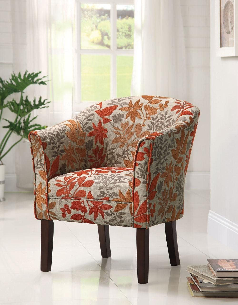 Floral Living Room Chairs
 Amazon COASTER Floral Barrel Back Accent