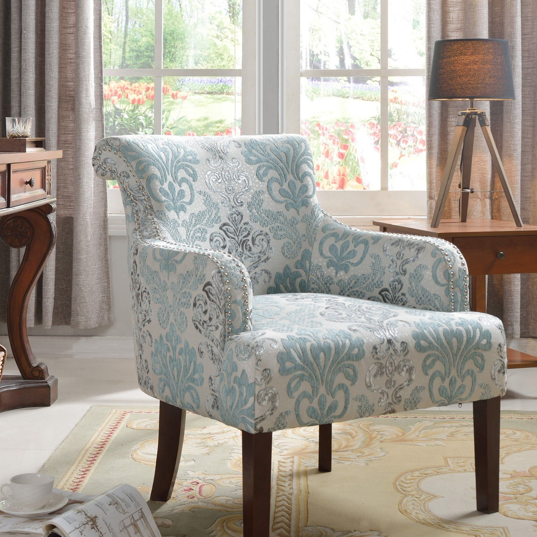 Floral Living Room Chairs
 Best Master Furniture Regency Teal Floral Living Room
