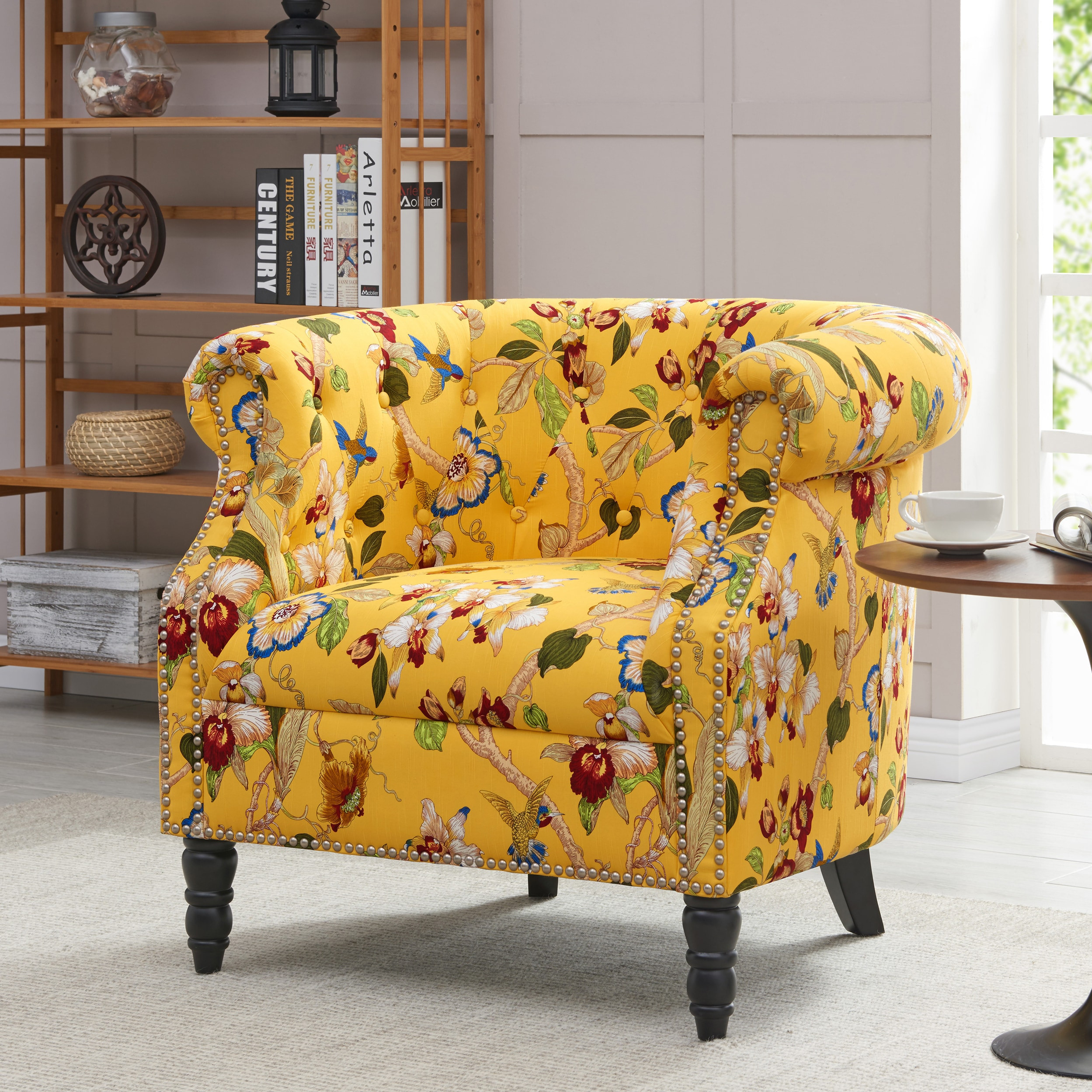 Floral Living Room Chairs
 Shop Handy Living Chesterfield Yellow Multi Floral with