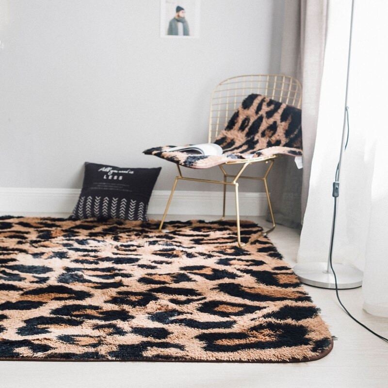 Furry Rugs For Living Room
 Slow Forest Furry Carpet Mink Fur Leopard Pattern Mattress