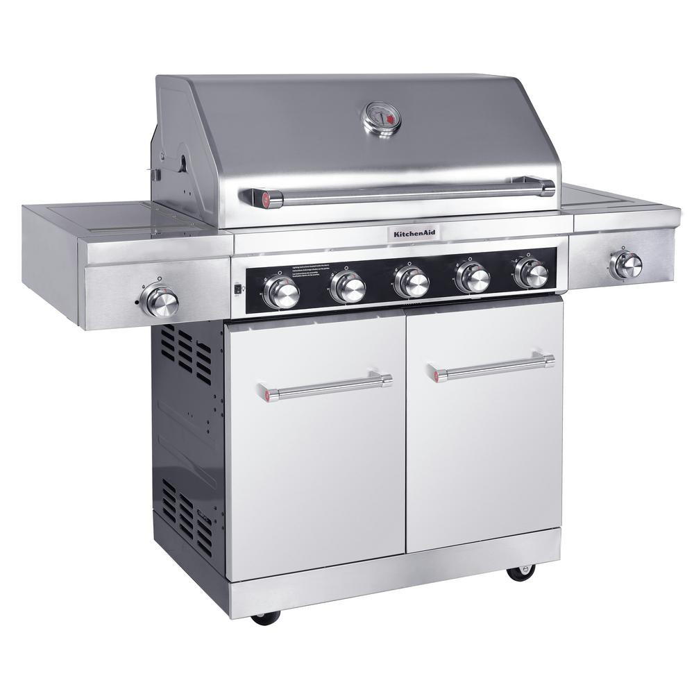 Gas Grill For Outdoor Kitchen
 KitchenAid 5 Burner Propane Gas Grill in Stainless Steel