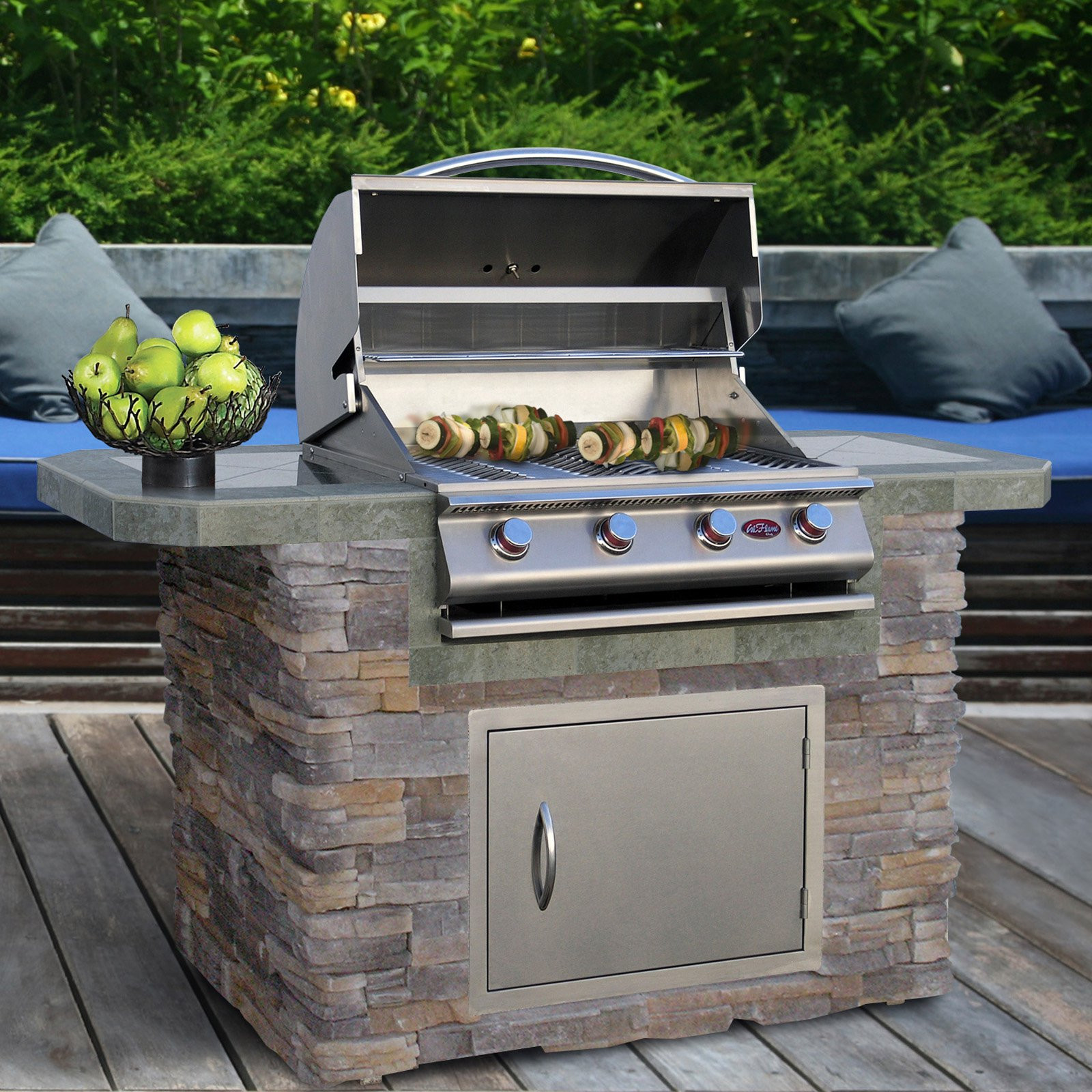 Gas Grill For Outdoor Kitchen
 Cal Flame 6 ft Natural Stone And Tile Grill Island With 4