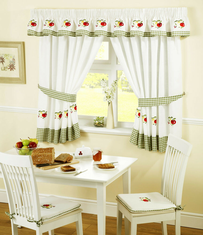 Gingham Kitchen Curtains
 APPLES AND PEARS GREEN RED GINGHAM KITCHEN CURTAINS W46" X