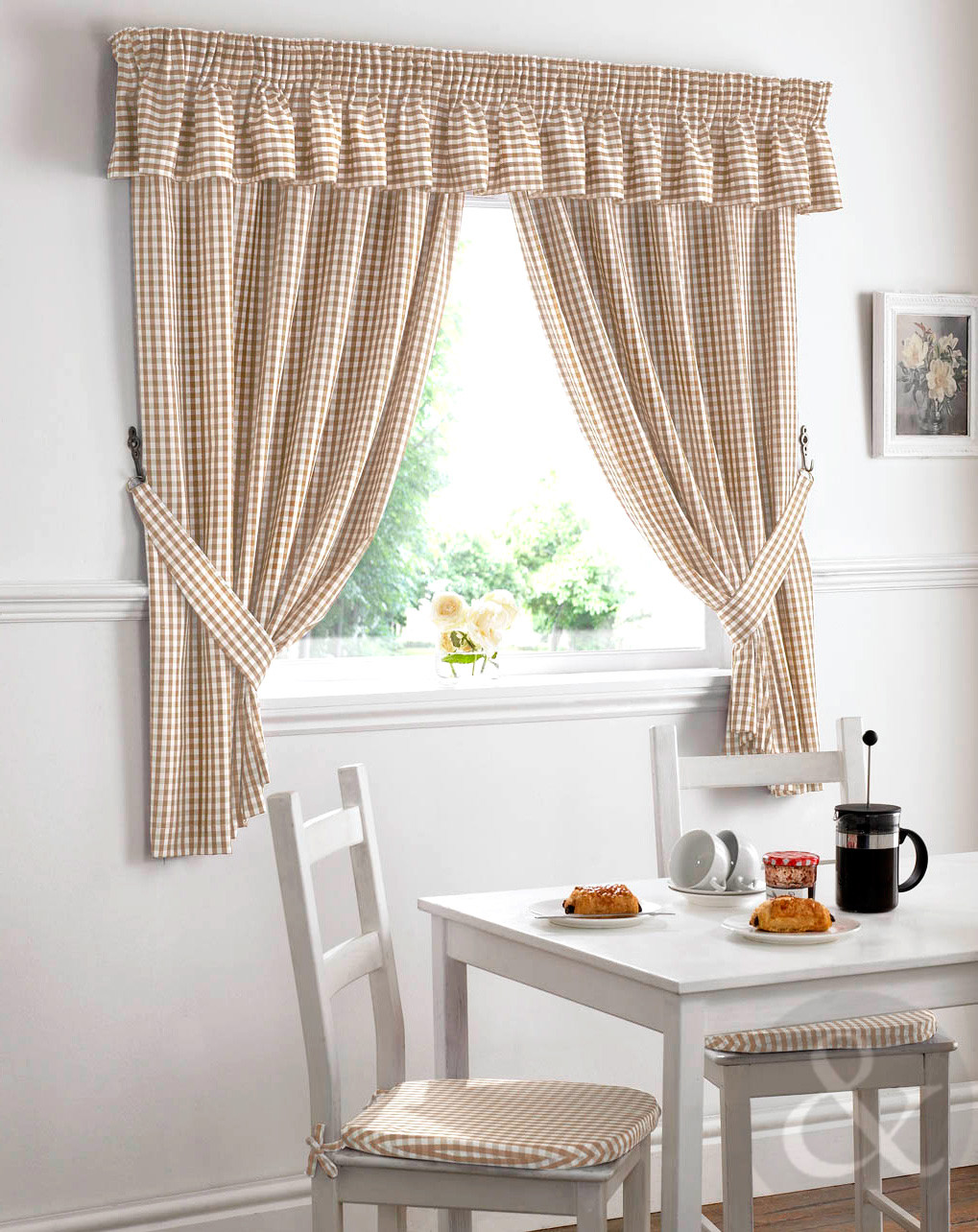 Gingham Kitchen Curtains
 Gingham Check Kitchen Curtains Ready Made Pencil Pleat Net