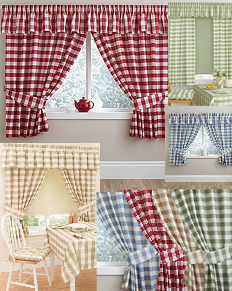 Gingham Kitchen Curtains
 GINGHAM CHECKED KITCHEN CURTAINS MATCHING PELMET