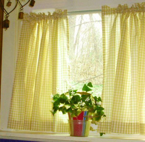 Gingham Kitchen Curtains
 Yellow Gingham Kitchen Café Curtain unlined or with white
