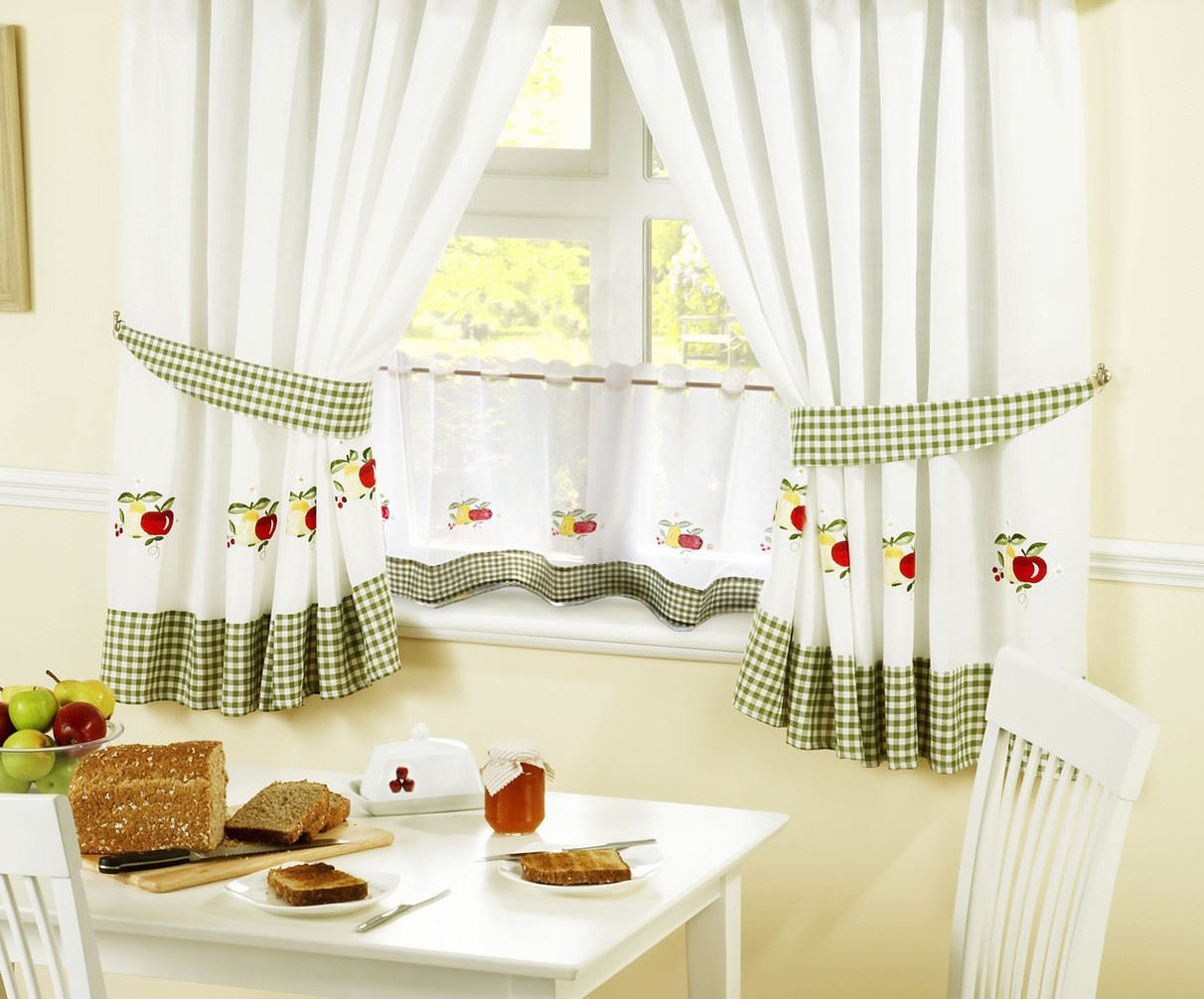 Gingham Kitchen Curtains
 APPLES & PEARS GINGHAM KITCHEN CURTAINS & 24” CAFE PANEL