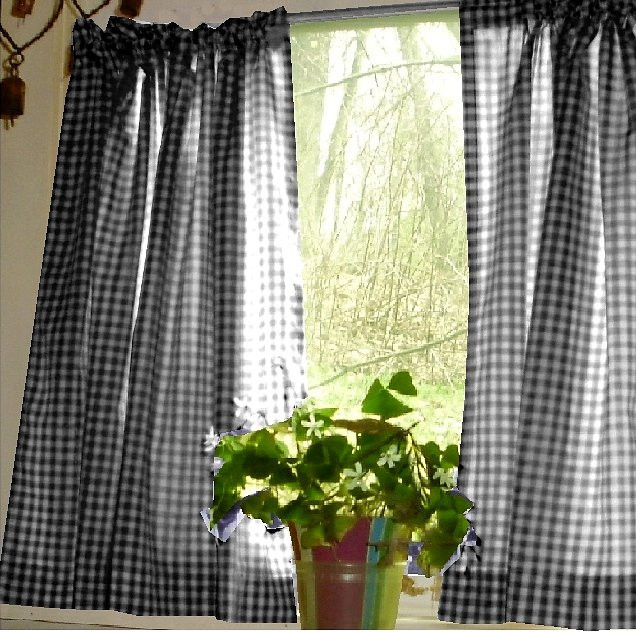 Gingham Kitchen Curtains
 Black Gingham Kitchen Café Curtain unlined or with white