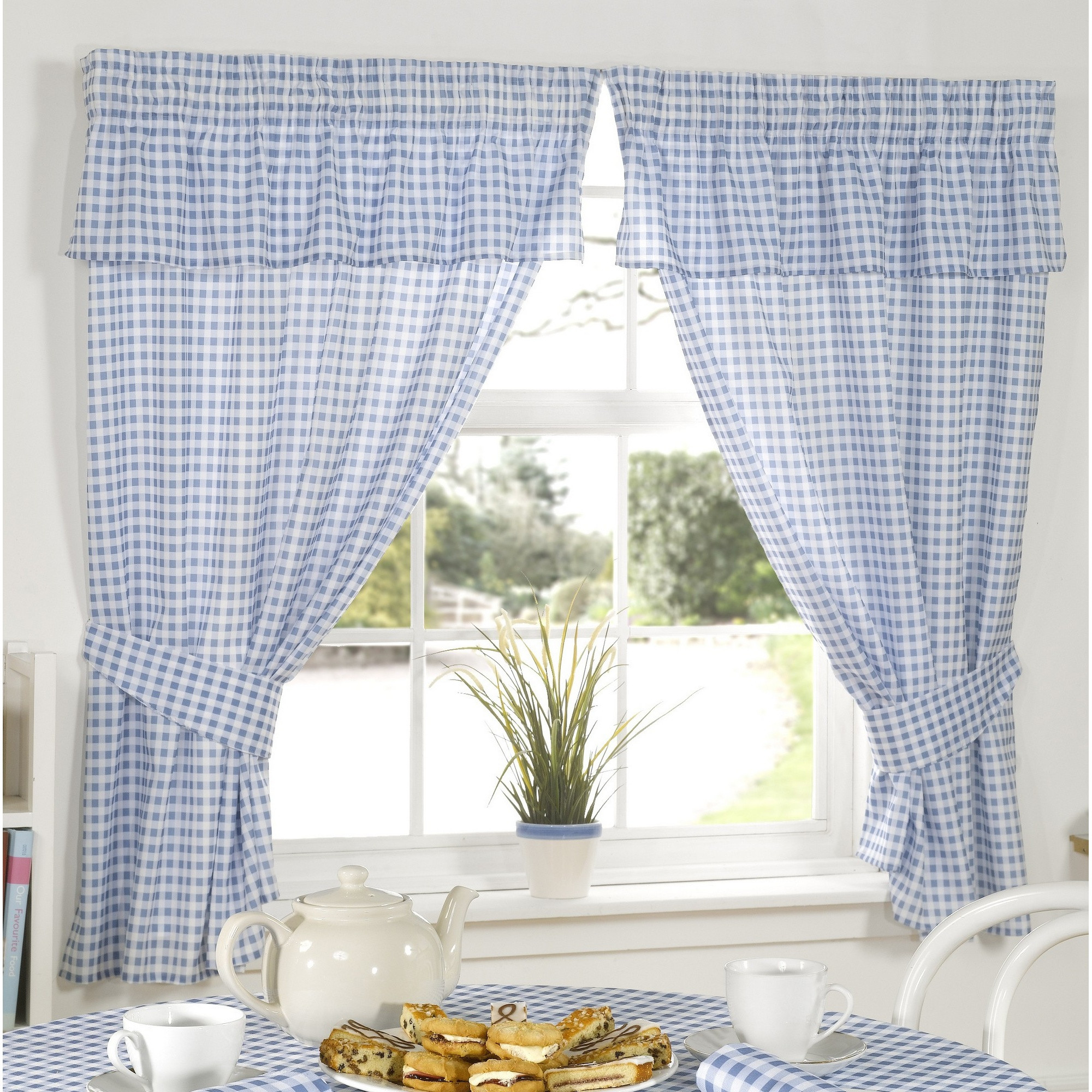 Gingham Kitchen Curtains
 Molly Gingham Check Pattern Ready Made Kitchen Curtains