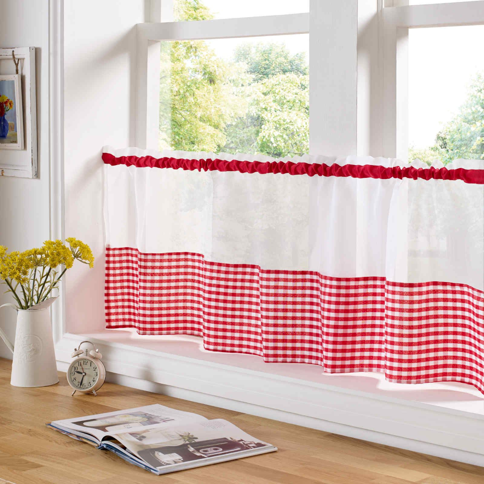 Gingham Kitchen Curtains
 COUNTRY STYLE KITCHEN GINGHAM CURTAIN PAIR WINDOW DRAPES