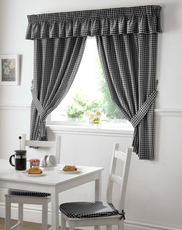 Gingham Kitchen Curtains
 GINGHAM CHECK BLACK WHITE KITCHEN CURTAINS DRAPES W46 X