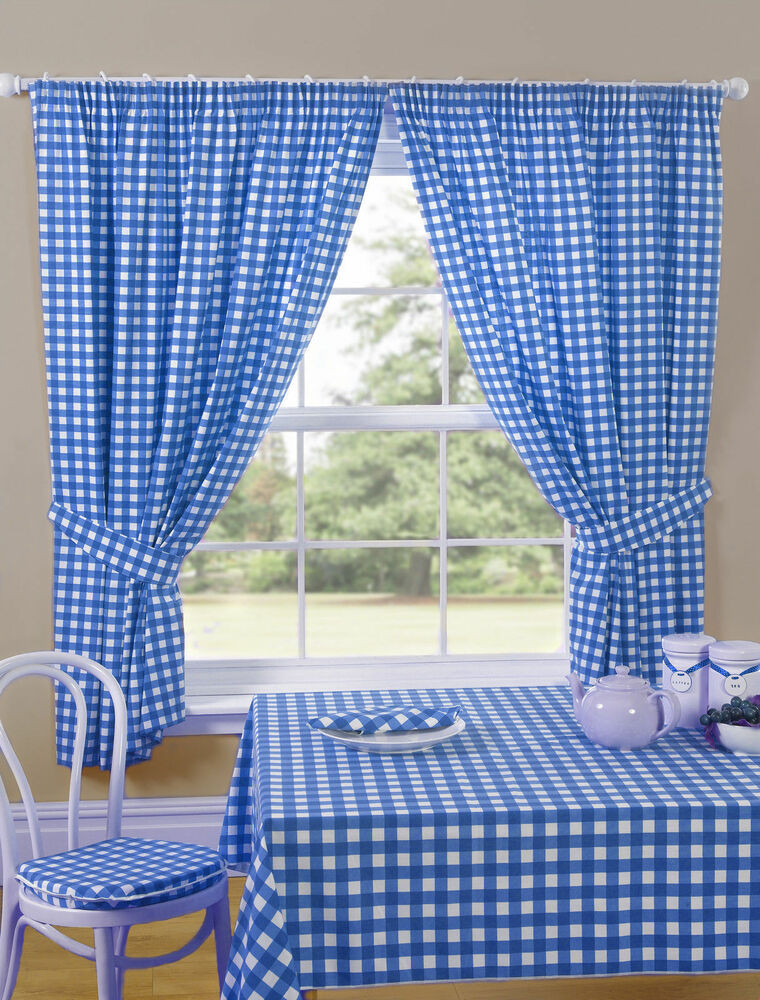 Gingham Kitchen Curtains
 GINGHAM CHECK BLUE WHITE KITCHEN CURTAINS PRICED TO CLEAR