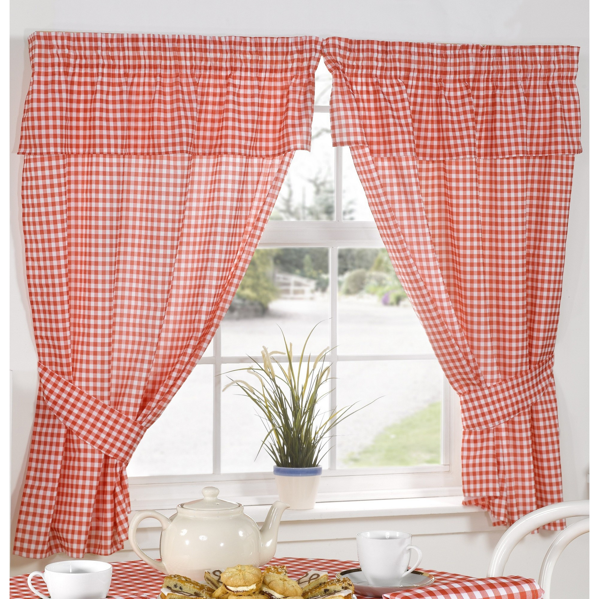 Gingham Kitchen Curtains
 Molly Gingham Check Pattern Ready Made Kitchen Curtains