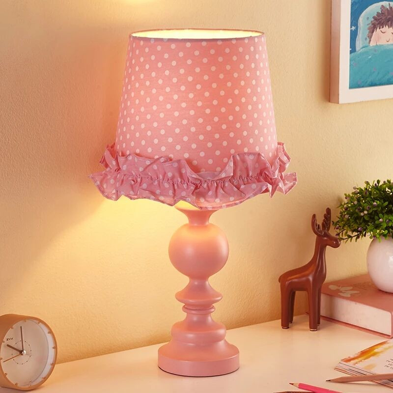 Girls Bedroom Lamp
 Lovely Romantic Princess Pink Resin Fabric E27 Table Lamp